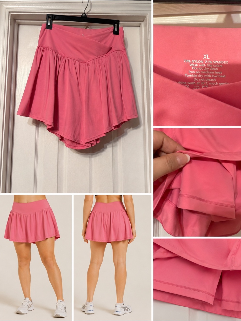 Pink Athletic Skort with Flowy Overlay